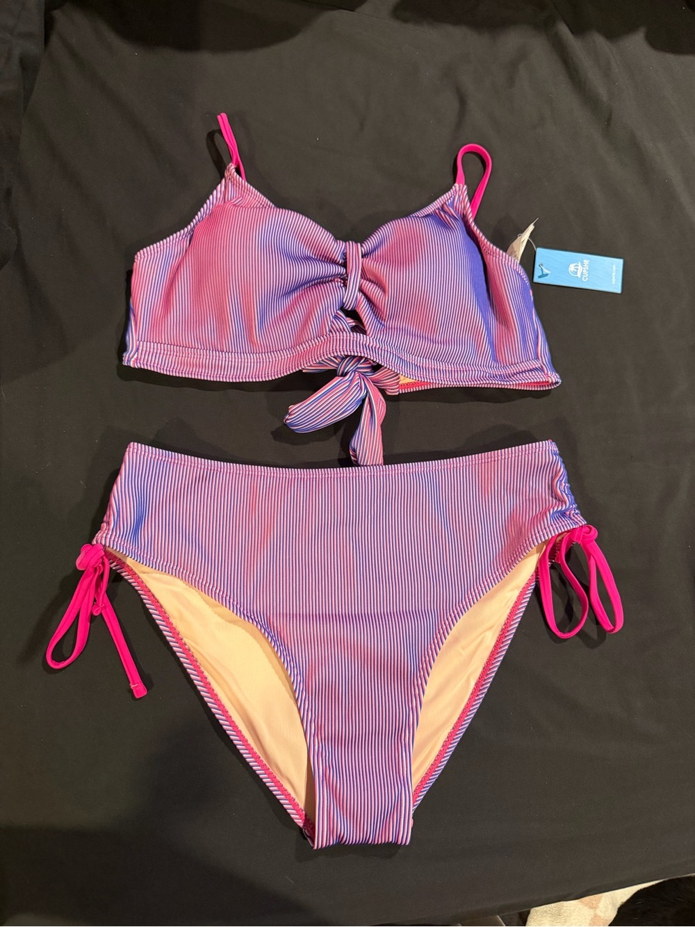 Cupshe Purple Gradient Keyhole Bikini Top & Standard Hi-Rise Bottoms Size Large